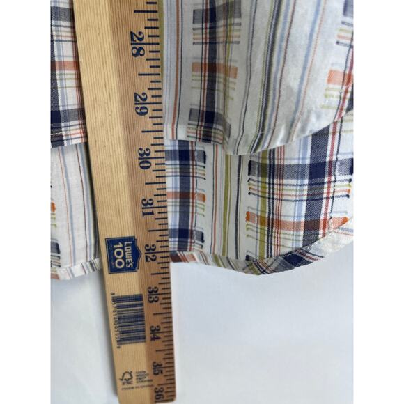 Territory Ahead Men's L White/Blue Striped Preppy Casual Button Front Shirt - Picture 5 of 6